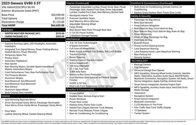 2023 Genesis GV80 3.5T